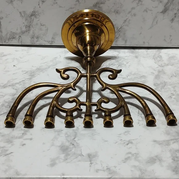 Menorah 9 branch candle holder solid brass
